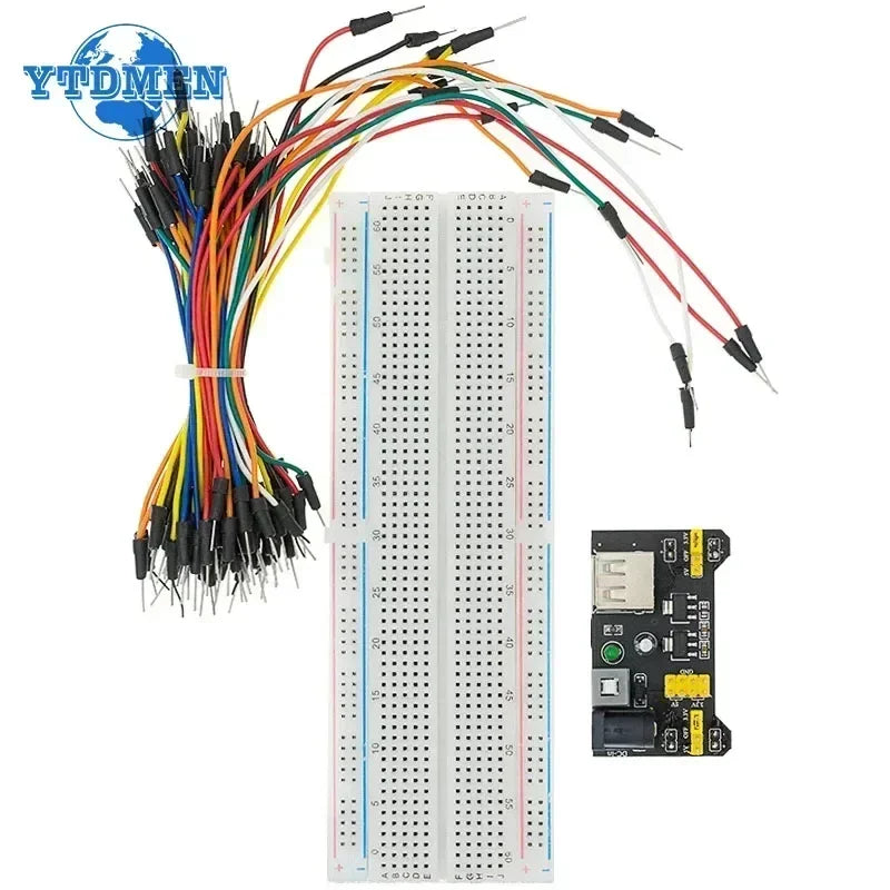 MB102 Breadboard Power Module 3.3V/5V MB-102 830 Points Prototype Bread Board +65pcs Jumper Wires DIY for Arduino Kit