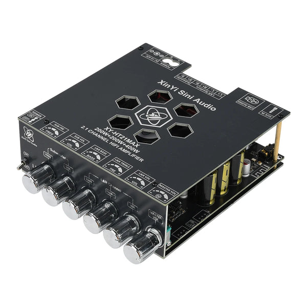 Módulo de audio Hi-Fi con control de graves/agudos, placa amplificadora Bluetooth de 2.1 canales XY-HT21MAX, alimentación de CC de 12-42 V, chip TPA3223, 200 W*2 + 400 W.