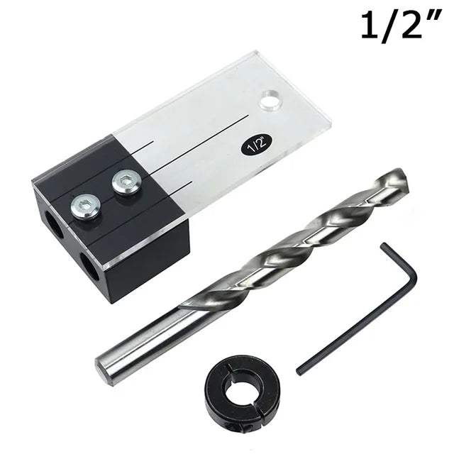 Dowel Drilling Jig Kit Pocket Hole Jig Locator Guide Tool 1/2