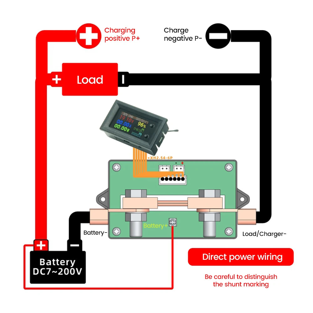 DC7~200V Digital Power Energy Voltmeter Ammeter Bi-Directional Metering Coulometer Battery Tester 9 in 1 Multi-Function Tester