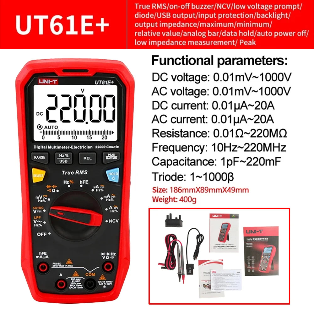 UNI-T UT61B UT61D UT61E Plus Smart Multimeter Analog & Digital Polymer Electrician Tester Voltmeter Ammeter Electric Multi Meter