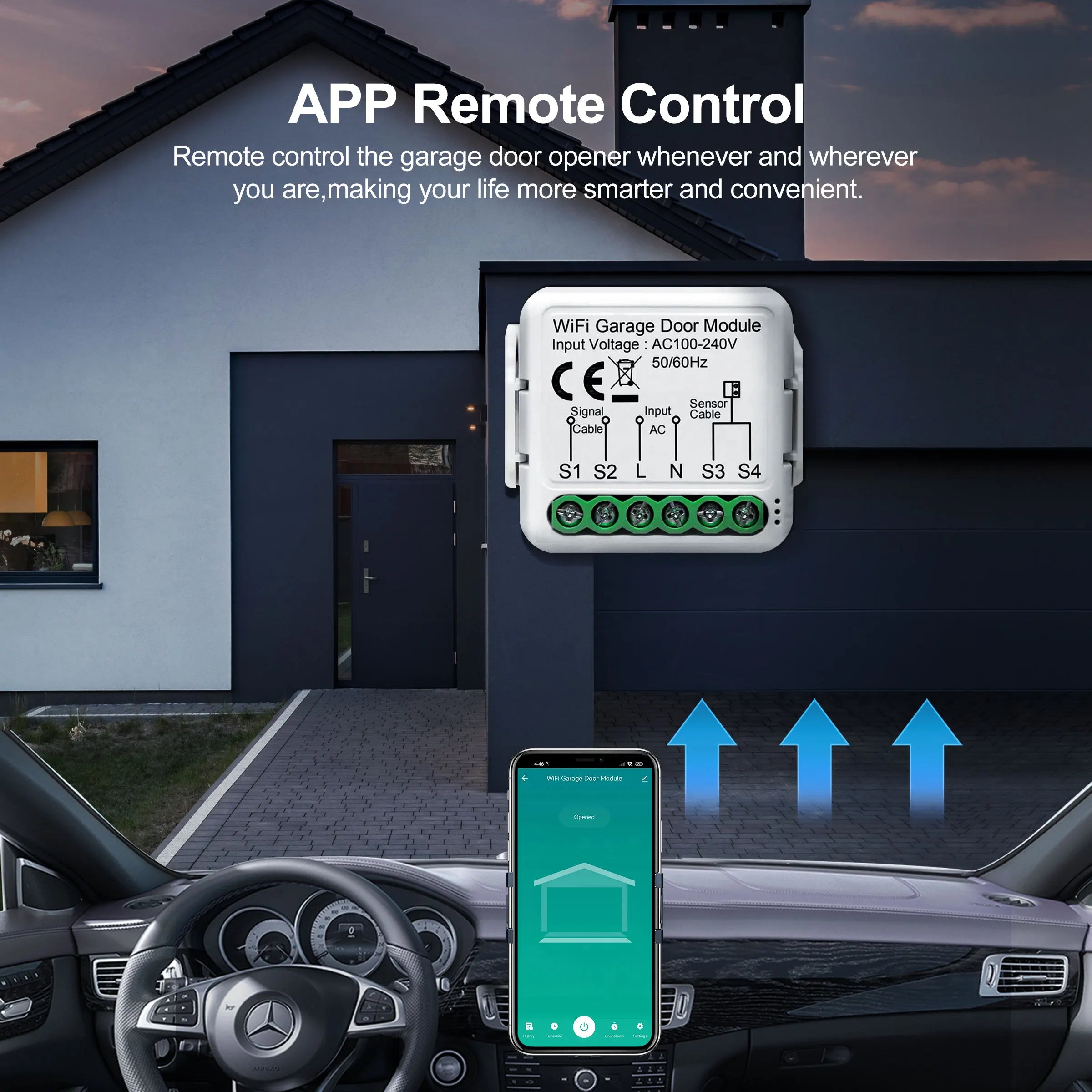 Tuya Smart WiFi Garage Door Opener Controller Supports App Voice Remote Control Works with Alexa Google Home Assistant