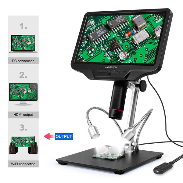 Andonstar AD409 HDMI Digital Microscope 10.1‘’ LCD Screen Soldering Microscope 300X USB Electronic Microscope for PCB Soldering