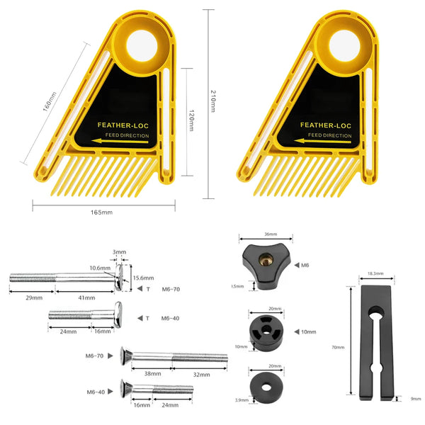 Double Feather Loc Board Featherboard Router Table Block Table Saw Push Block Woodworking Engraving Circular Saw for DIY Tools