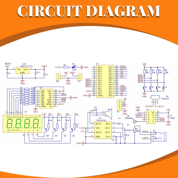 DIY Electronic Kit RDA5807M FM Radio 87-180MHz with Digital Tube Display STC15 Microcontroller Electronic Soldering Projects