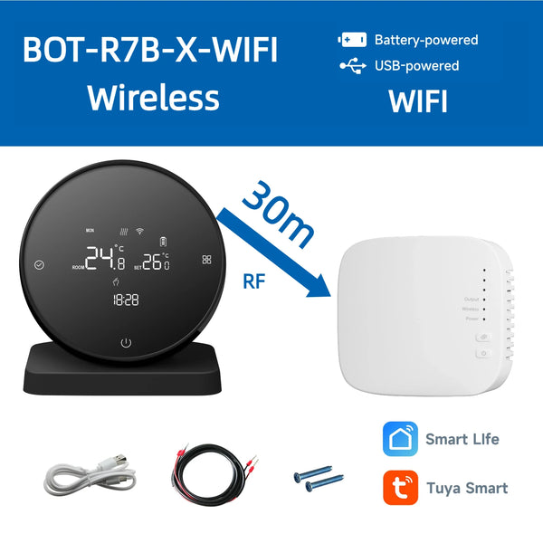 Beok Wireless Wifi Thermostat for Gas Boiler Heating Tuya Battrery RF Temperature Controller Alice Google Home