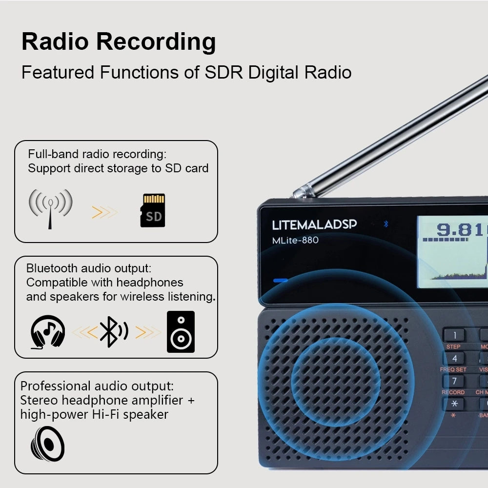 New Upgraded MLite-880 Malahit SDR Malahiteam Genuine Licensed Receiver Portable Radio Full-band Receiver with 5000mAh Battery