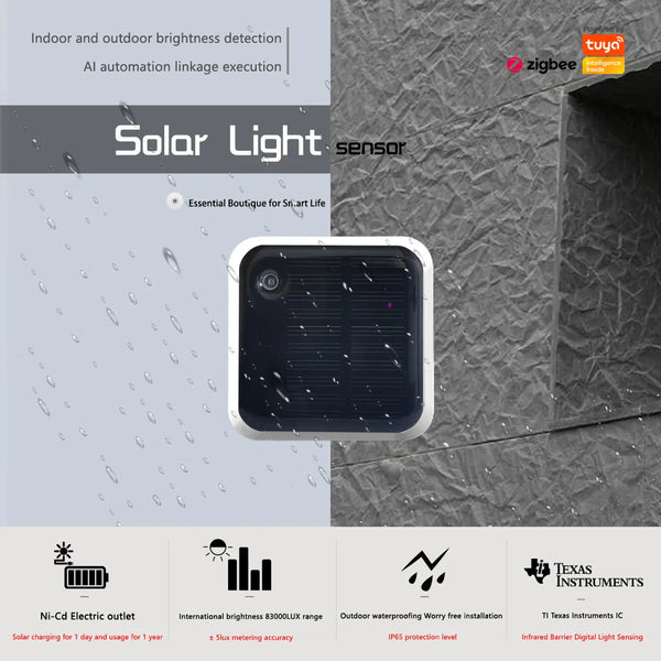 Sensore di luce solare Tuya Zigbee IP65 impermeabile wireless intelligente con supporto per alimentazione solare Assistente domestico Zigbee2mqtt