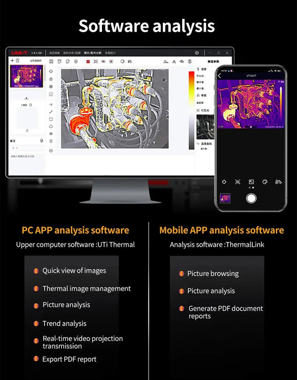 UNI-T UTI260T Pocket Thermal Imager 256x192 NCV Bluetooth Thermographic Camera Infrared Thermal Camera For Repair PCB Circuit