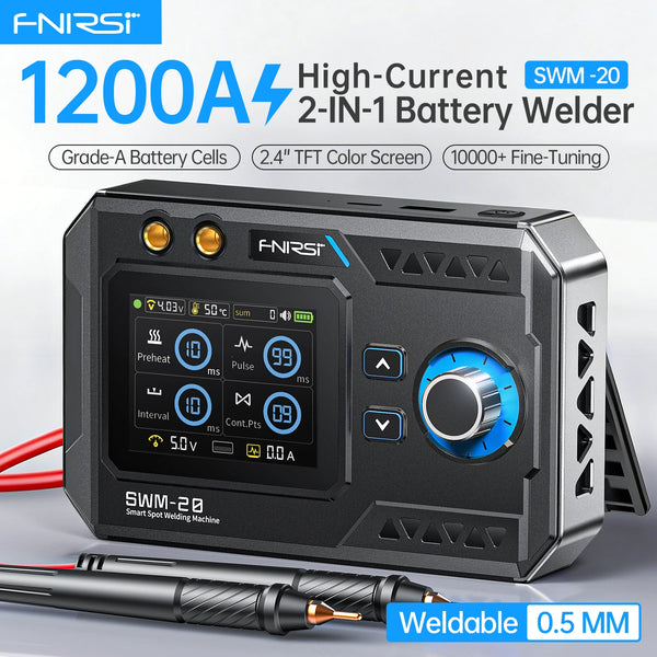 FNIRSI SWM-20 Portable Spot Welder Double Pulse Battery Welding Machine 18650 Battery DIY Pack Welding Tool 0.5mm Nickel Chip