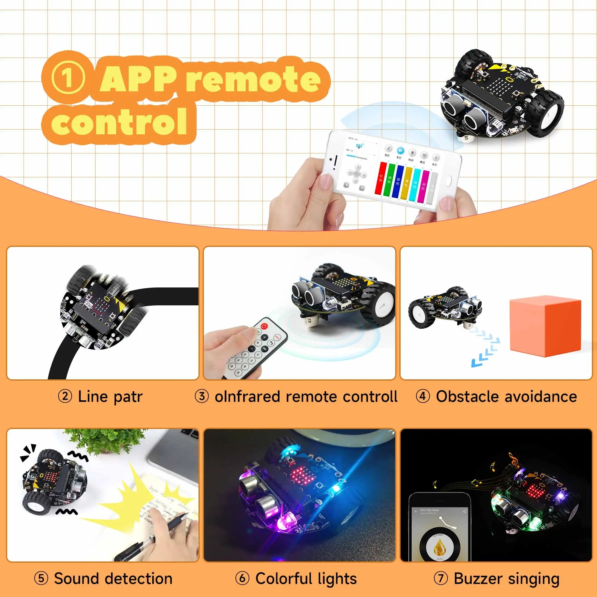Micro:Bit V2 Smart Mini Robot Car Kit Coding for Kids Programming Building Set Learning Educational STEM DIY Electronic Project