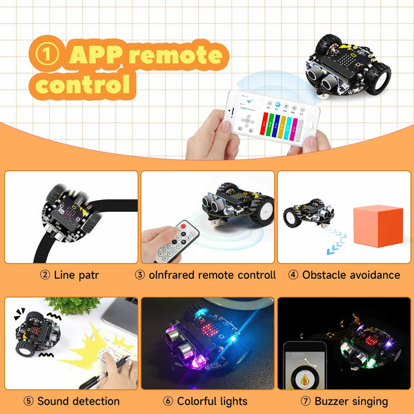 Micro:Bit V2 Smart Mini Robot Car Kit Coding for Kids Programming Building Set Learning Educational STEM DIY Electronic Project