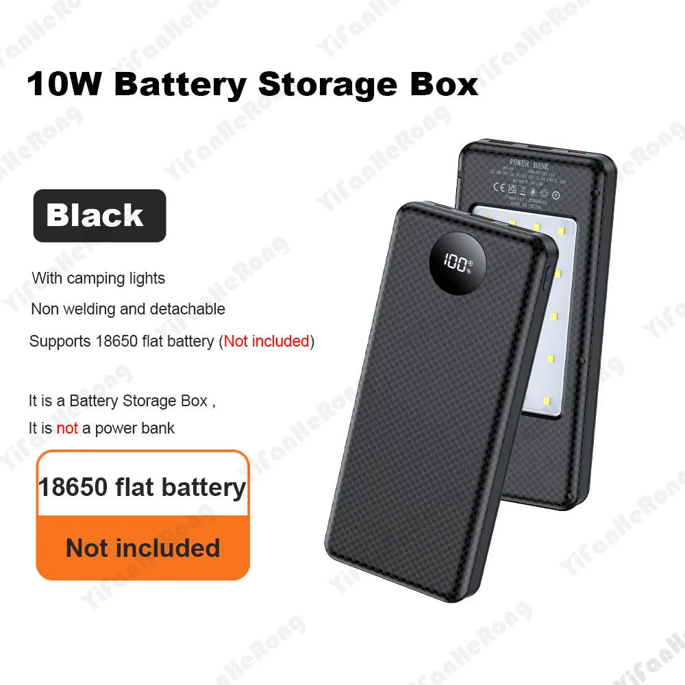DIY Dual USB Type C Box 18650 Battery Power Case Digital Display for 8x18650 Battery Charging Outer Case QC3.0 PD22.5W Wireless