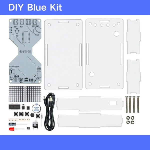 DIY Electronic Kit LED Dot Matrix Component Hourglass Gravity-Sensing Timer PCB Soldering Practice Kit Dual Power Supply DC5V