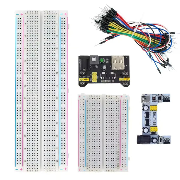 MB-102 Breadboard 400 830 Points Solderless PCB Prototype Board MB102 Power Module 65 Flexible Jumper Wires Test Develop DIY Kit