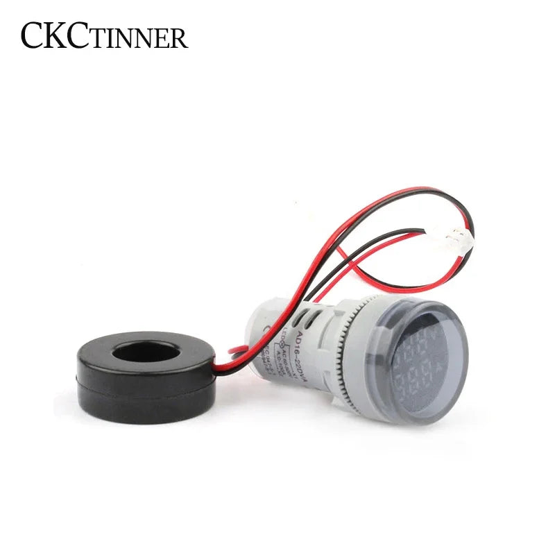22mm AD16-22DVA Round LED Dual Display Volt Ampermeter Voltmeter 60-500V Ammeter Digital Voltage Current Ampere Meter Indicator