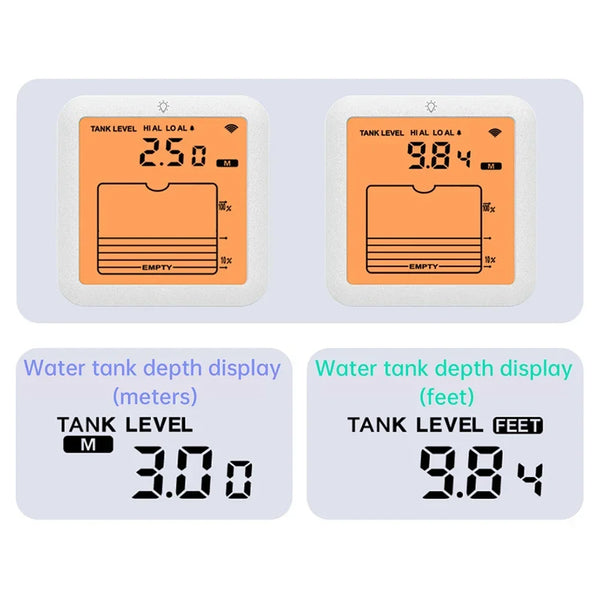 TS-FT007 Digital Water Tank Water Level Gauge Ultrasonic Liquid Level Gauge Liquid Level High and Low Alarm IP65 Water Level