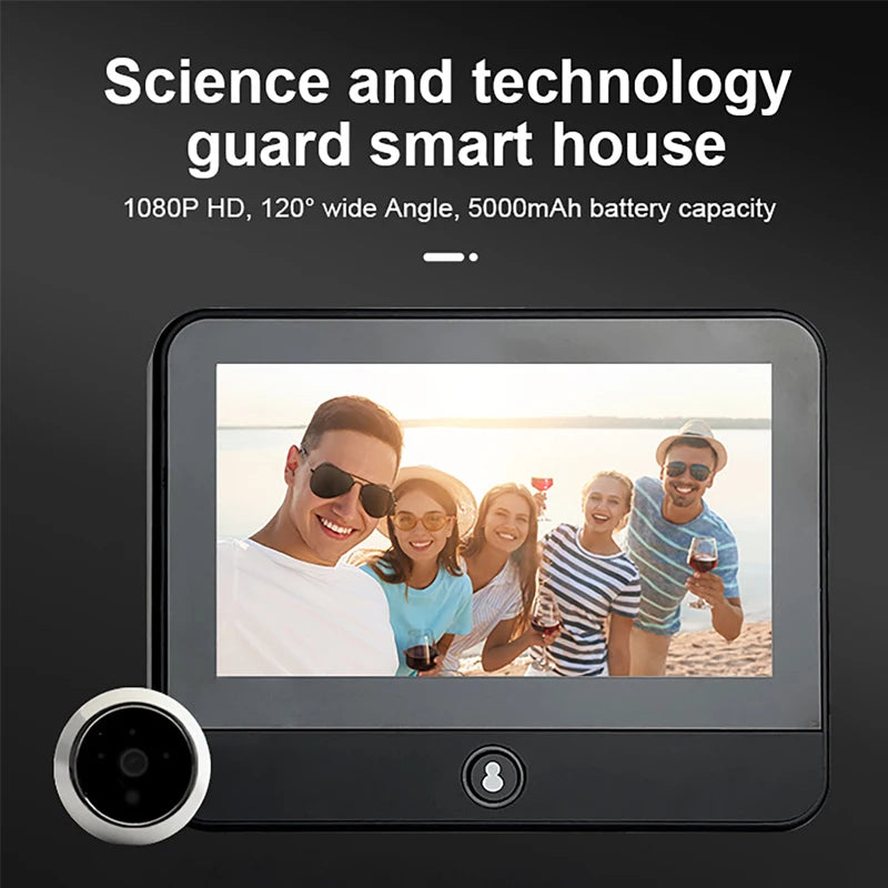 Tuya Wireless Radar Doorbell WiFi Door Peepholes 1080P Camera PIR Motion Detection Night Vision 4.3Inch Video Door Bell For Home