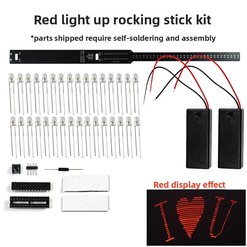 Shake Stick ElectronicDIYKit 32BitLEDFlashing light51Single-chip Microcomputer Production Board Soldering Practice Kit