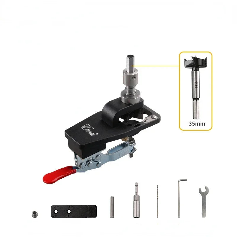 Woodworking Hinge Boring Jig 35mm  Hole Drilling Guide Locator with Fixture Alloy Hole Opener Template Hinge Door Cutout Tool