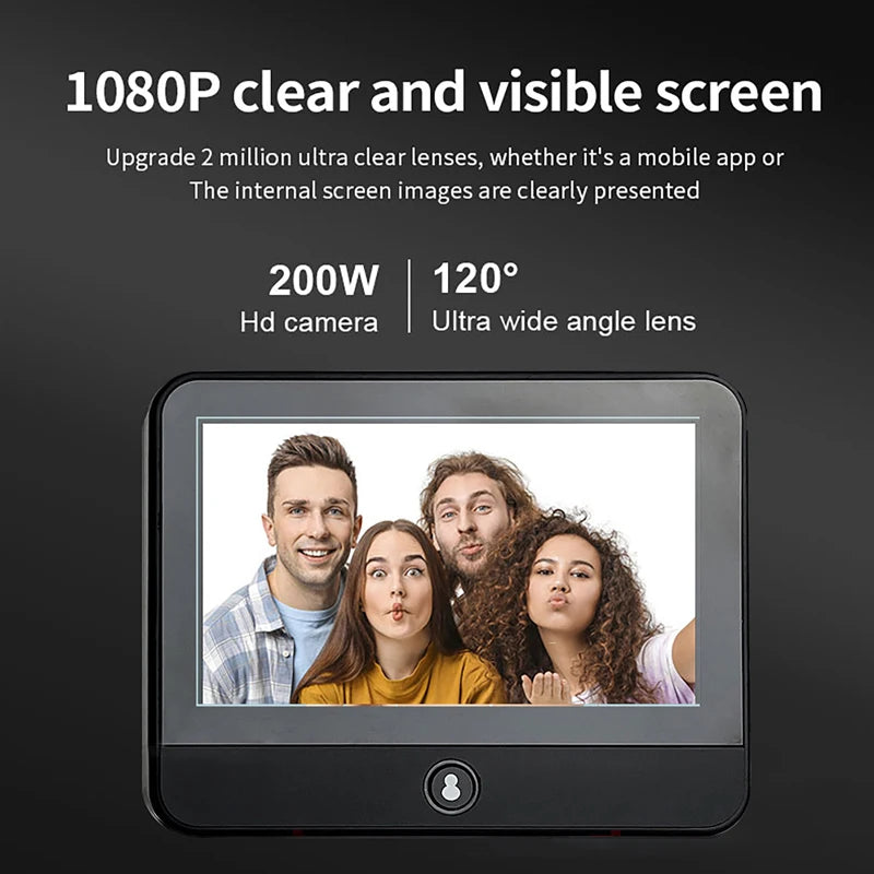 Tuya Wireless Radar Doorbell WiFi Door Peepholes 1080P Camera PIR Motion Detection Night Vision 4.3Inch Video Door Bell For Home