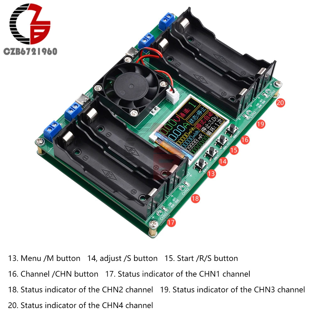 18650 Lithium Battery Capacity Tester Module MAh MWh Digital Battery Power Detector Module 18650 Battery Tester Type-C Auto Char