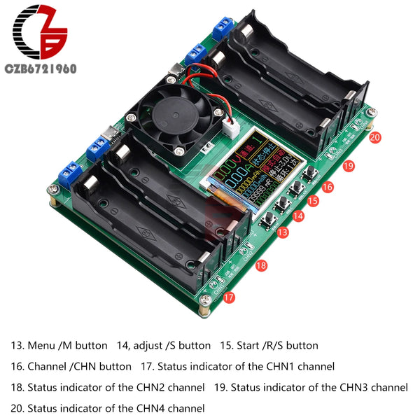 18650 Lithium Battery Capacity Tester Module MAh MWh Digital Battery Power Detector Module 18650 Battery Tester Type-C Auto Char