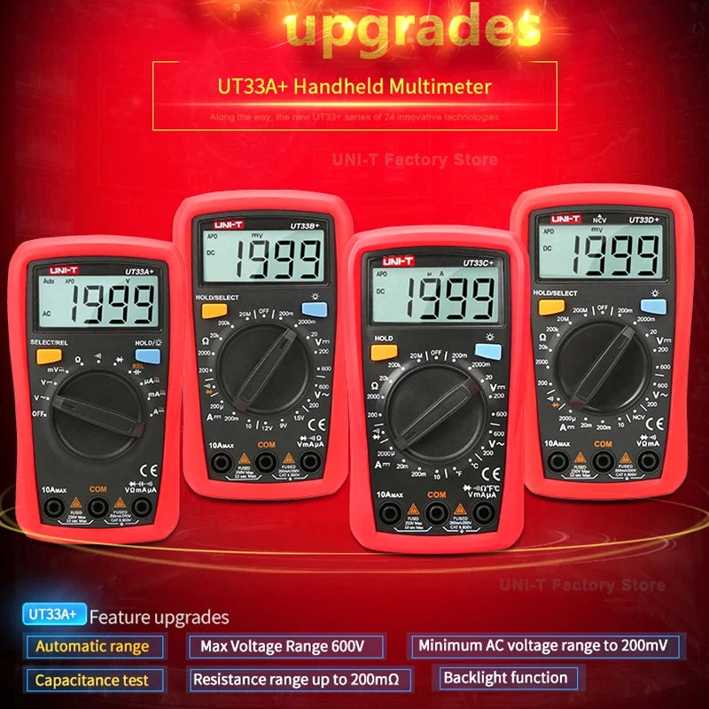 UNI-T UT33A UT33B UT33C UT33D Plus Pocket Multimeter Digital Ammeter Voltmeter Professional Resistance Measure Multi Meter