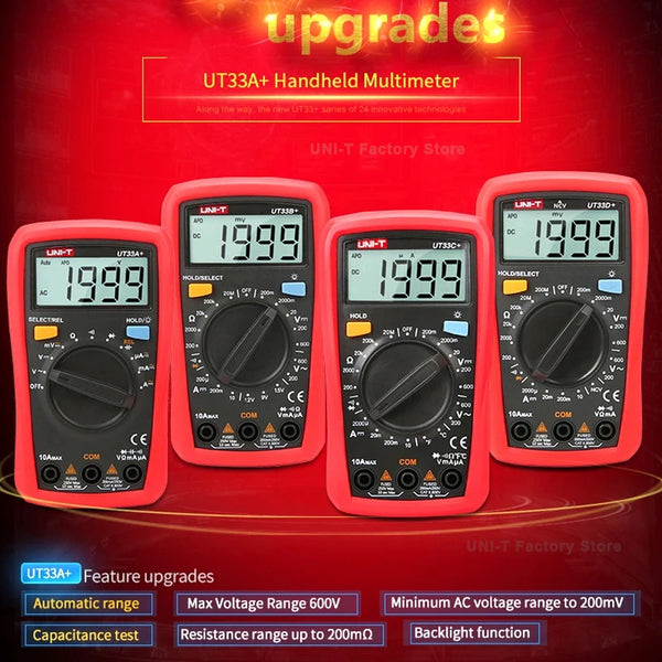 UNI-T UT33A UT33B UT33C UT33D Plus Pocket Multimeter Digital Ammeter Voltmeter Professional Resistance Measure Multi Meter