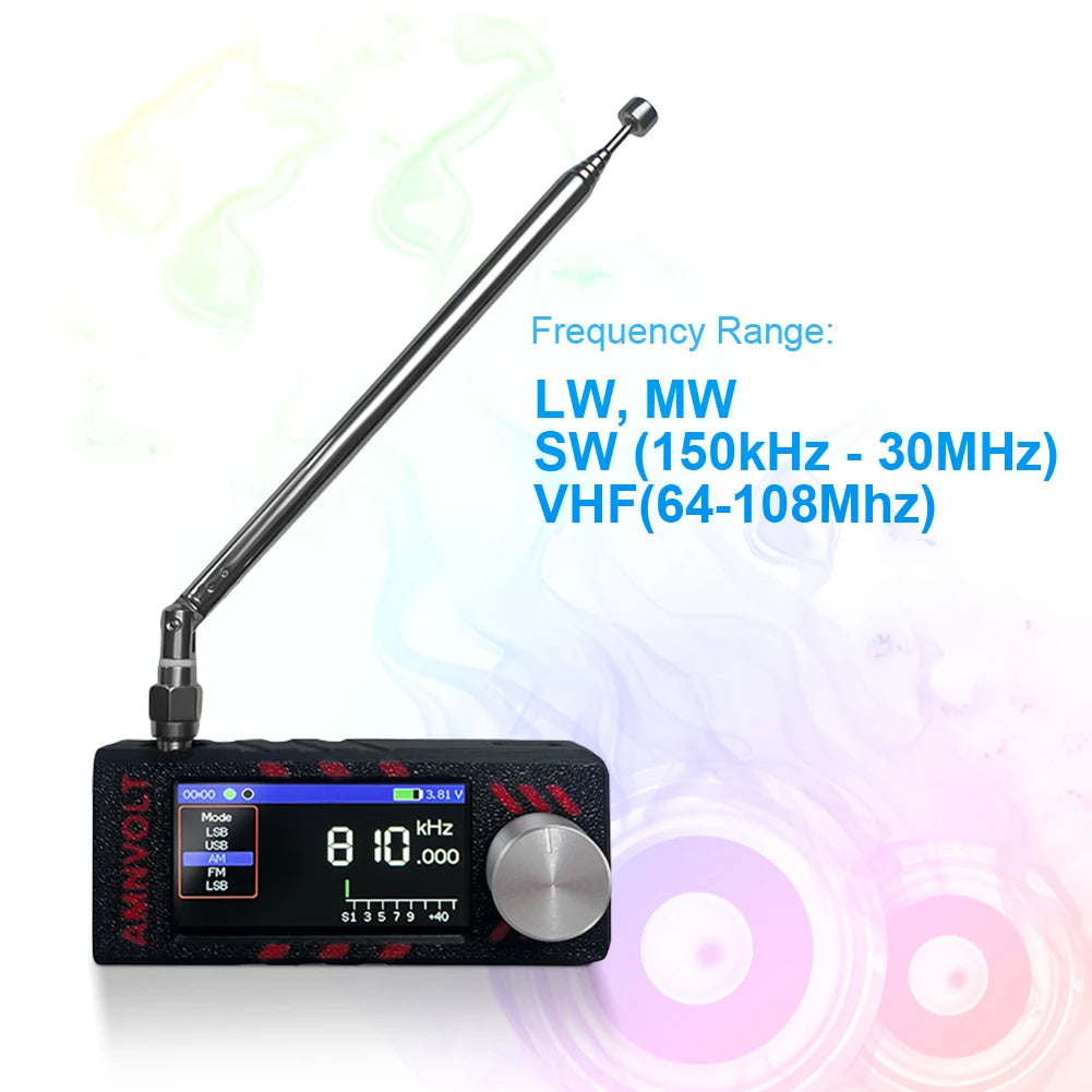 Radio portátil SI4732 LSB USB AM FM Radio FM/AM Mini radio de bolsillo de 1,9 pulgadas HF SW MW VHF Radio con antena DSP Radio de larga duración