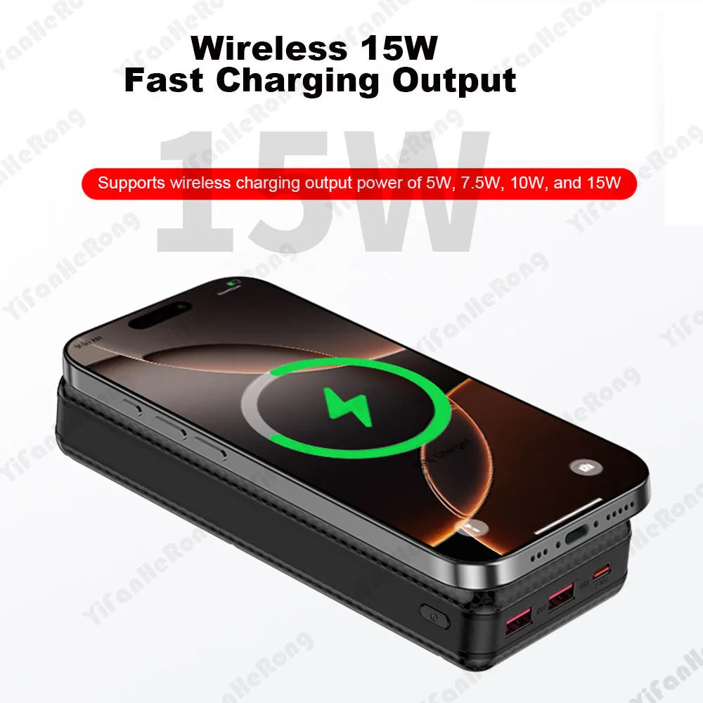 DIY Dual USB Type C Box 18650 Battery Power Case Digital Display for 8x18650 Battery Charging Outer Case QC3.0 PD22.5W Wireless