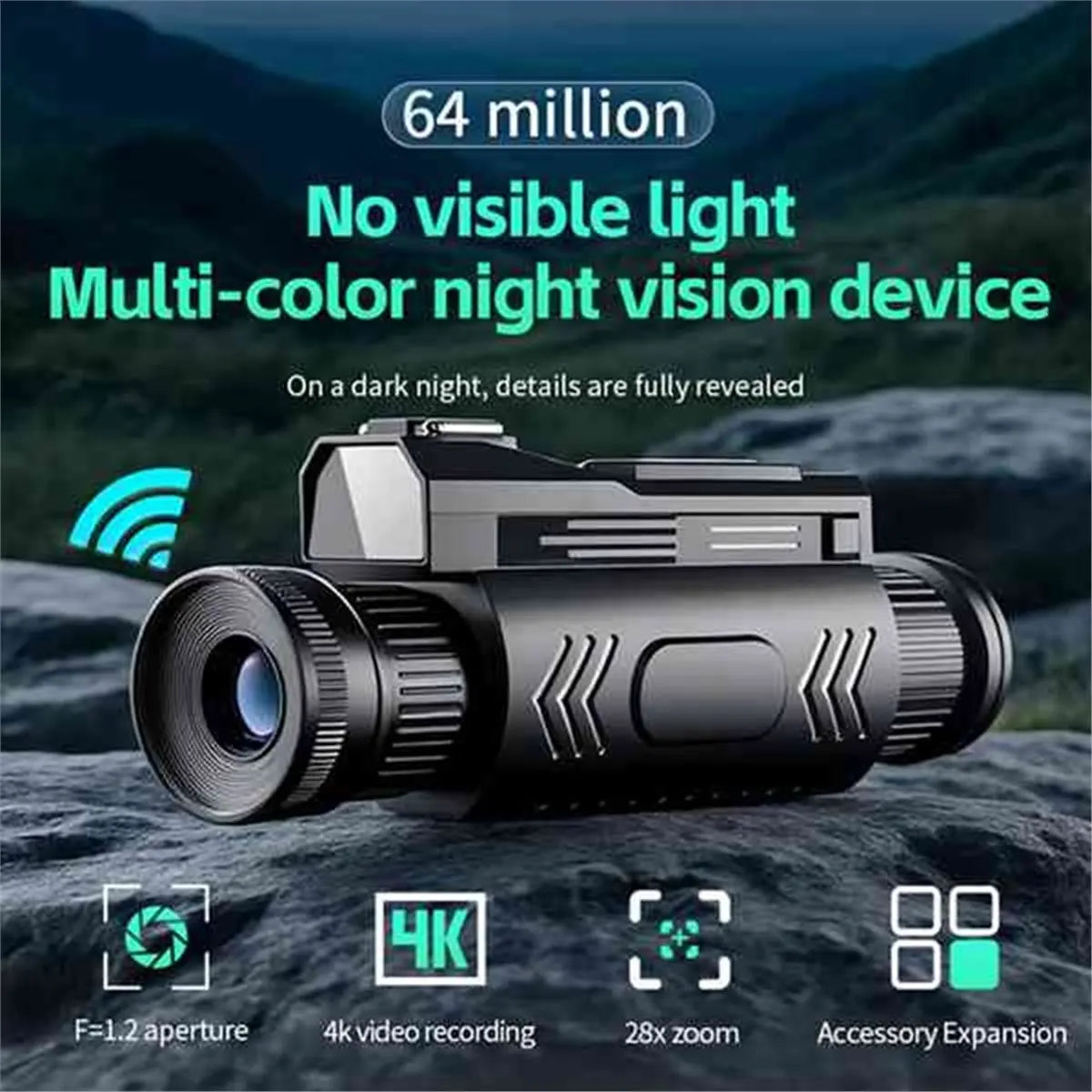 D12 4K digitális éjjellátó monokuláris 28X infravörös éjjellátó szemüveg 68MP digitális zoom Wifi teleszkóp kempingezéshez