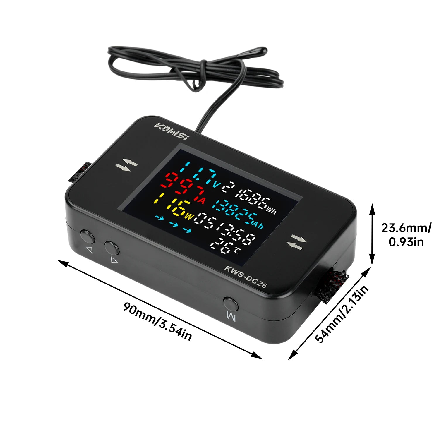 KWS-DC26 Digital Voltmeter Ammeter DC8-80V Power Energy Meter Color Screen Electric Vehicle Battery Charging Detector 0-50A