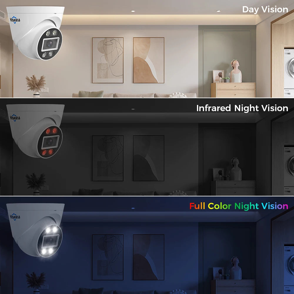 Hiseeu 5MP 8MP 4K POE IP Camera ONVIF CCTV Surveillance Dome Surveillance Camera Two Way Audio Face Detection Night Vision Cam