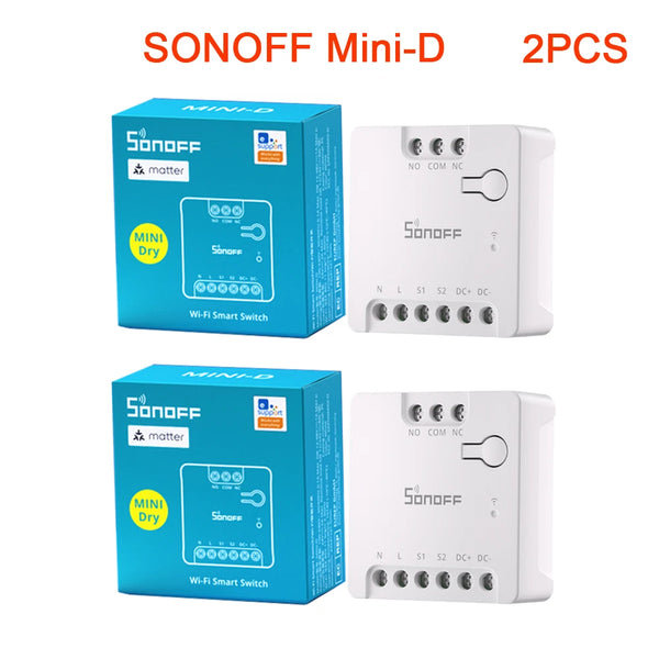 SONOFF MINI-D MINI Dry WiFi Smart Switch Dry Contact AC/DC Matter Switch For Garage Door Work with Alexa Google Home Homekit
