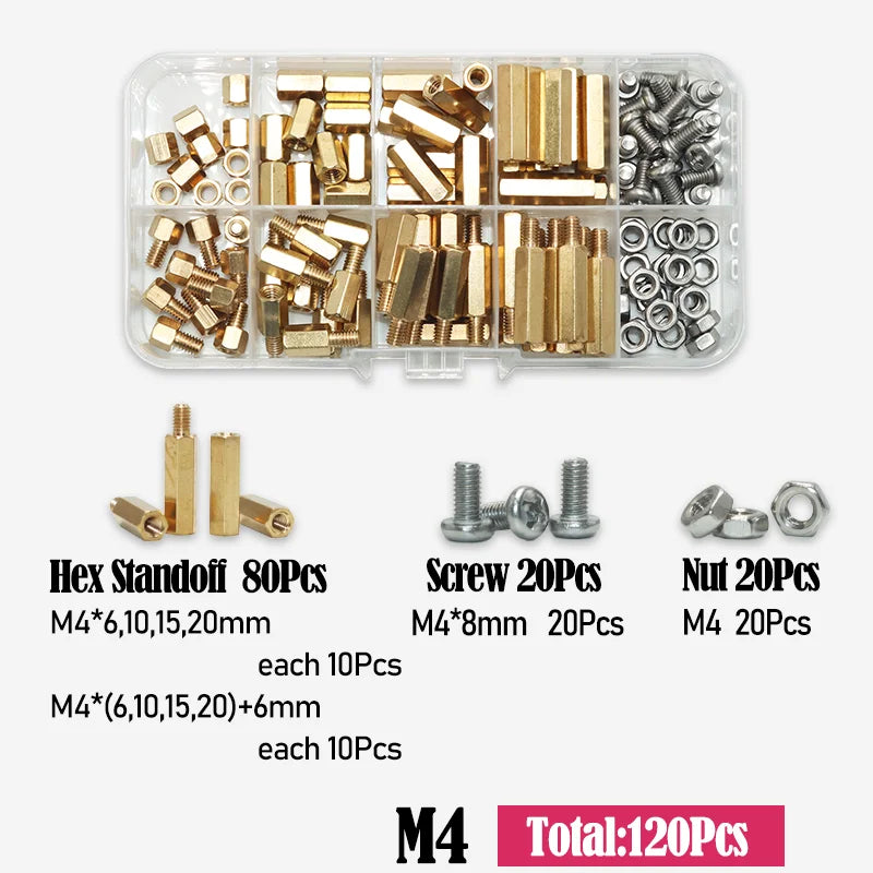 M2 M2.5 M3 M4 M5 Motherboard Standoffs Screws Nuts Kit for DIY Electronic PCB Circuit Hex Pillar Mount Male Female Brass Spacer