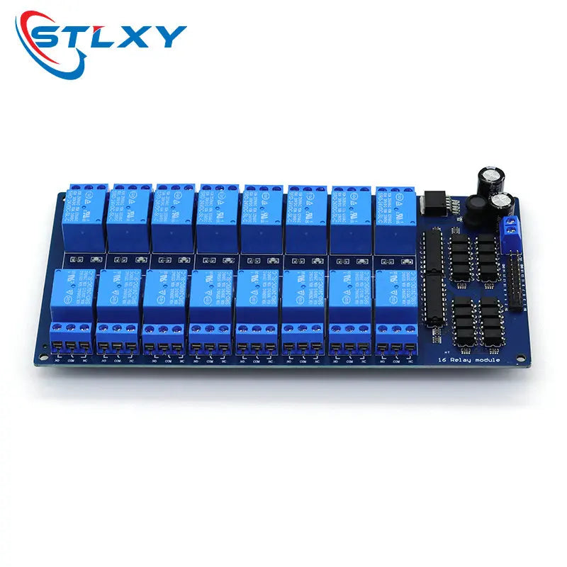 16 Channel Relay Shield Module DC 5V 12V 24V with Optocoupler LM2576 Microcontrollers Interface Power Relay For Arduino DIY Kit