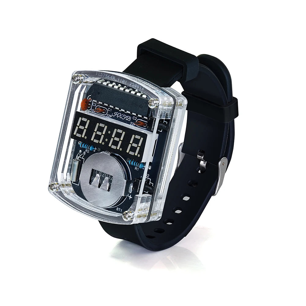 Kit fai da te per orologio elettronico, display digitale a tubo LED, microcontrollore, assemblaggio di circuiti stampati, pratica di saldatura creativa.