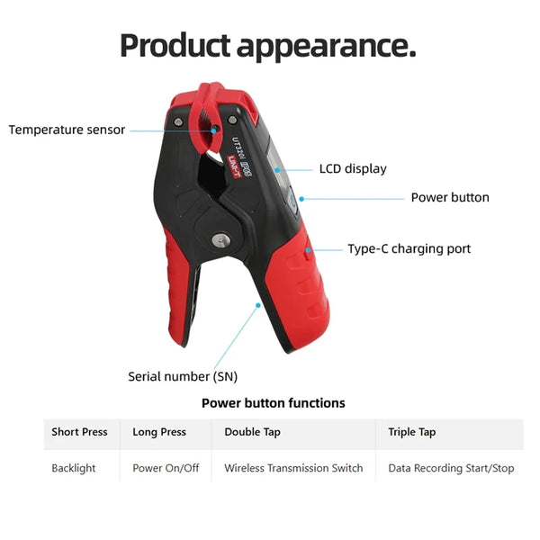 UNI-T UT320i Wireless Temperature Clamp High Precision Temperature Meter for HVAC Repair detail image 6