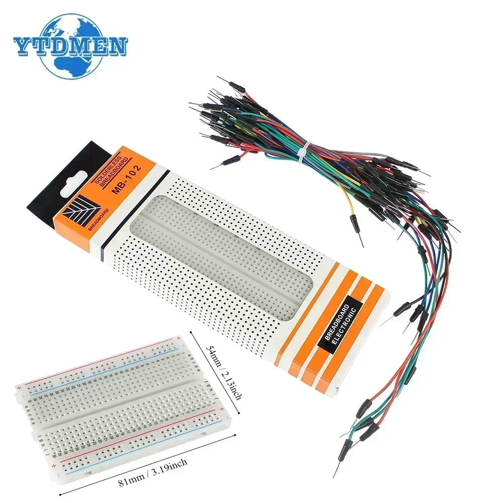 MB102 Breadboard Power Module 3.3V/5V MB-102 830 Points Prototype Bread Board +65pcs Jumper Wires DIY for Arduino Kit