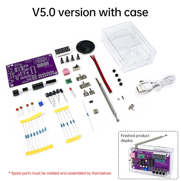 HU-017A/B RDA5807S Kit radio FM fai da te con componenti elettronici, set di apprendimento 87-108 MHz, kit elettronico fai da te