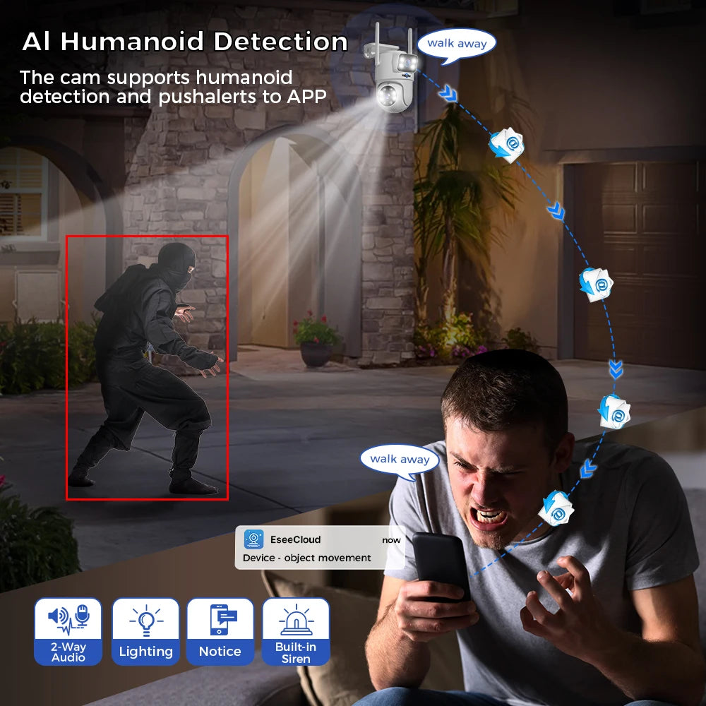 Hiseeu 16CH NVR Dual Lens Wireless CCTV Surveillance Kit Human Detection Night Vision P2P 3K 6MP IP Cameras Security System