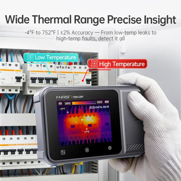 FNIRSI TDM-120/TDM-120P Thermal Imaging Multimeter 2 in 1 IR Camera Tester 120x90 Resolution -20°C~400°C Touchscreen Temperature Alarm