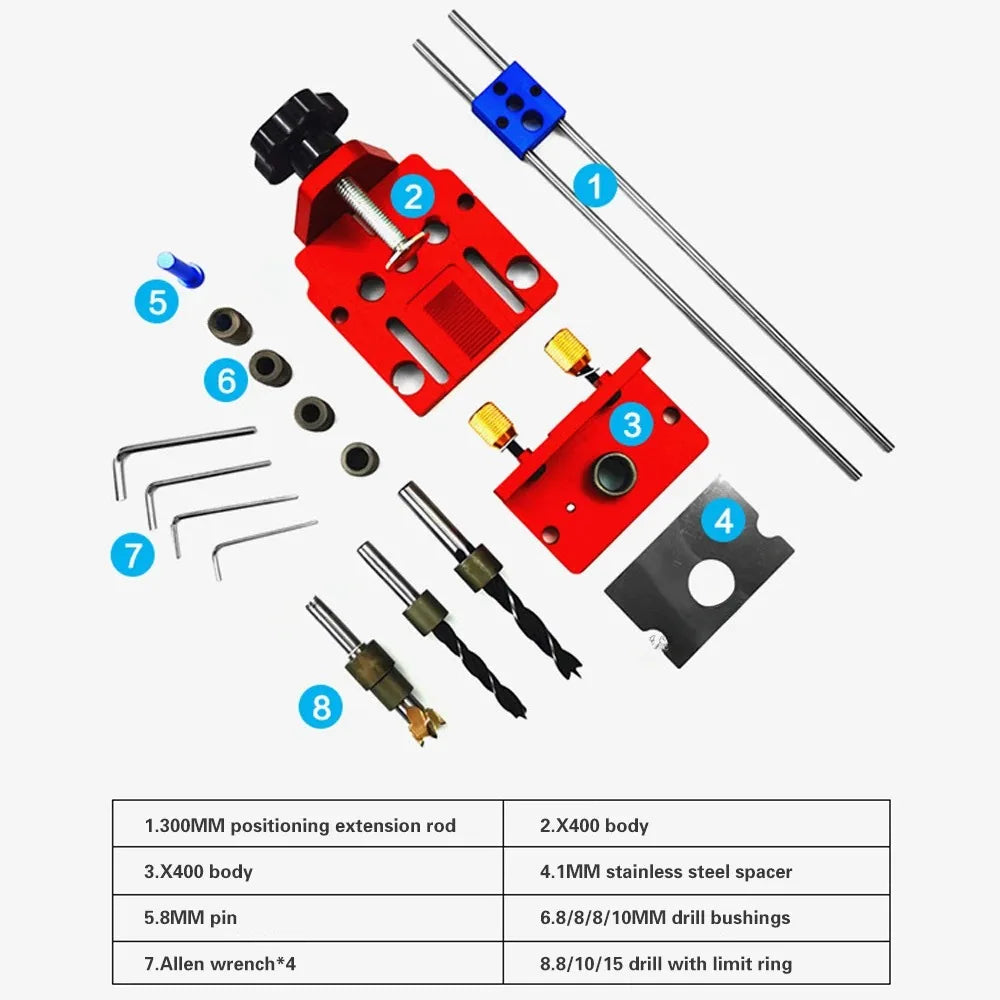 Adjustable Doweling Jig Kit  Woodworking 3 in 1  Pocket Hole Jig Drilling Locator For Hole Puncher Furniture Connecting Tools