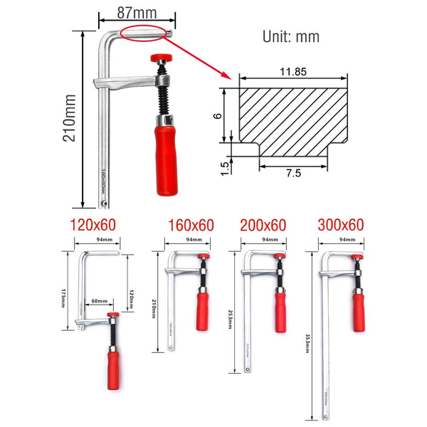 Woodworking Handle Guide Rail Clamps Tool Dovetail Clamp Quick Clamp with Screw Action Arm for Fitos Makita Cutting Track Table