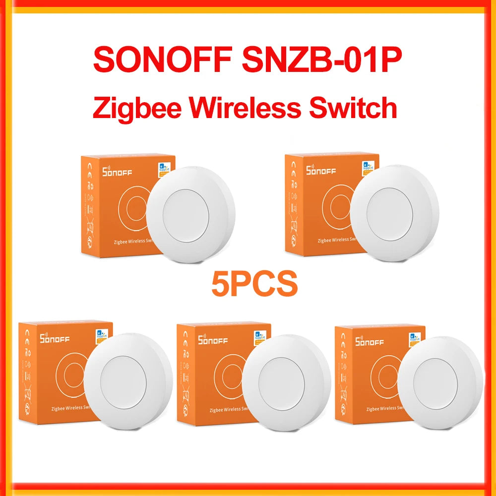 SONOFF SNZB-01P Zigbee Wireless Switch Custom Button Action Trigger Alexa Routines Emergency Button Smart Home Automation Module