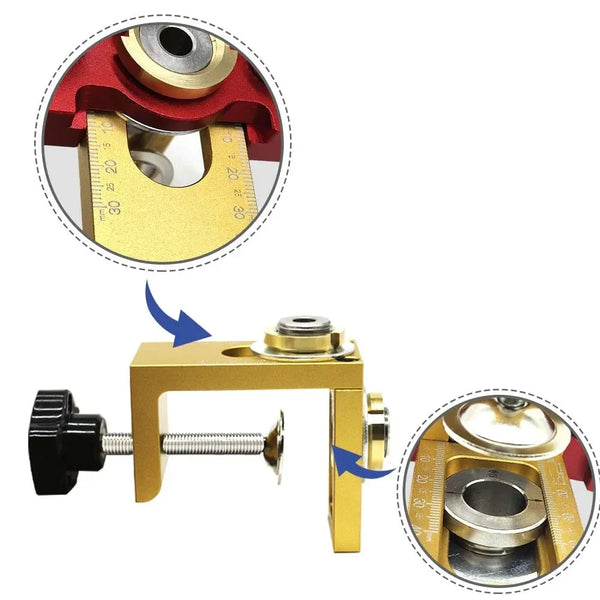 3 In 1 Dowel Jig Aluminum Alloy Pocket Hole Jig 8/10/15mm Drill Guide Locator for Wood Board Splicing Woodworking Tool