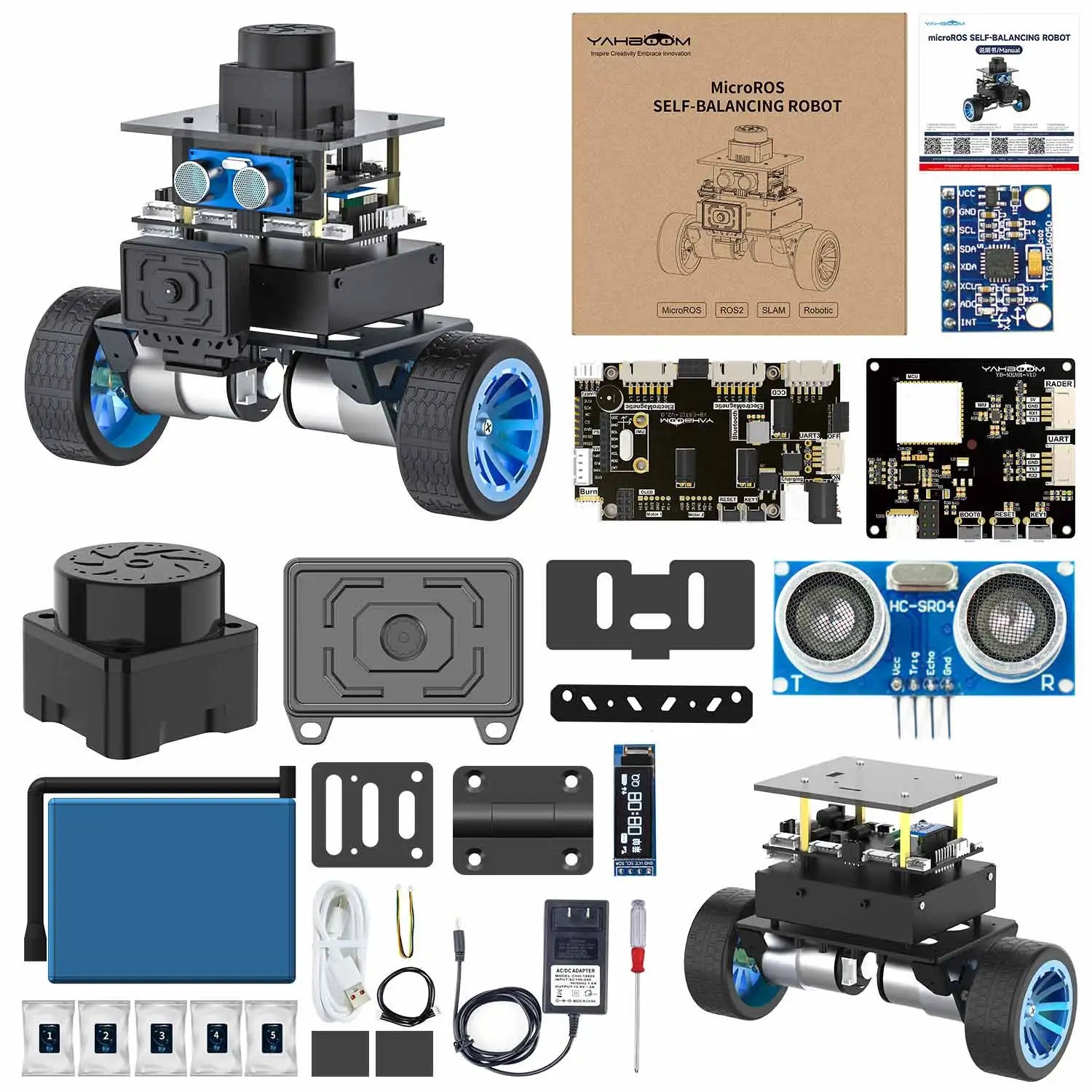 Yahboom MicroROS Self-Balancing Robot Car Kit With MPU6050 Lidar Ultrasonic Module ROS-HUMBLE Virtual Machine as Master Control