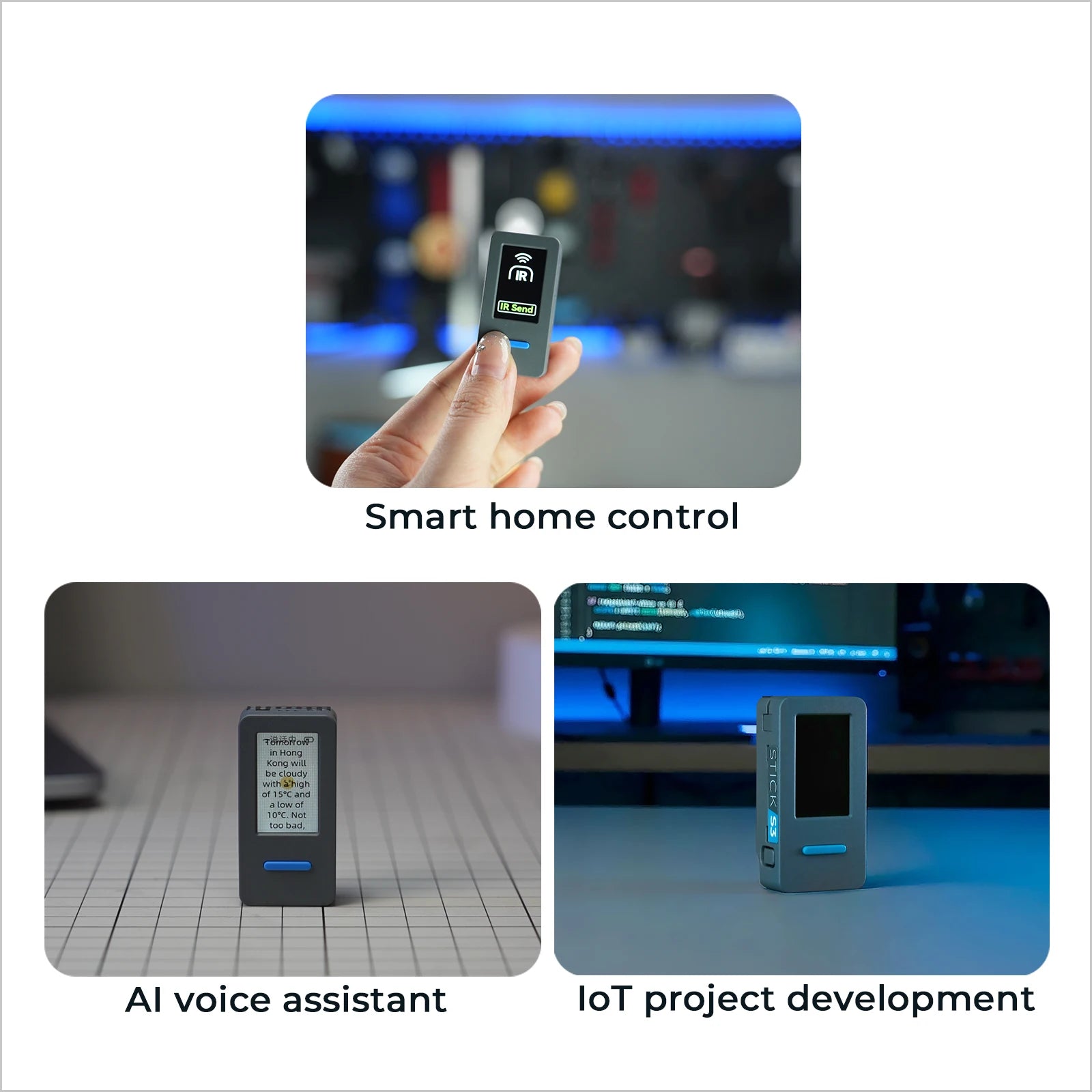 M5Stack StickS3 High-Performance Programmable Controller for Remote Control IoT Applications Ideal for Smart Home Control
