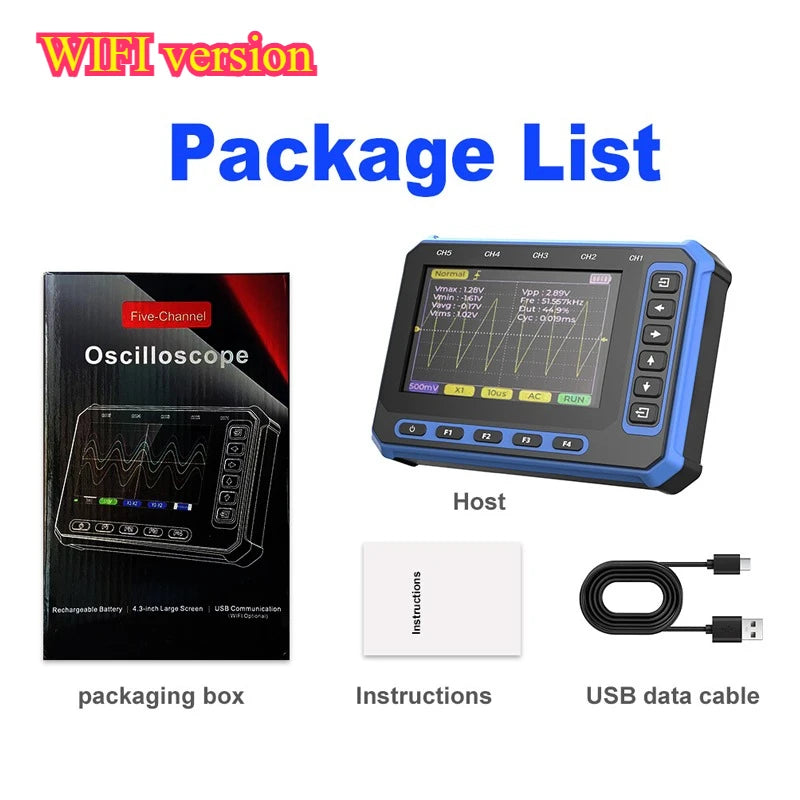 TOOLTOP OS-5C Five-channel Oscilloscope 1MHZ bandwidth 3M sampling rate Digital oscilloscope